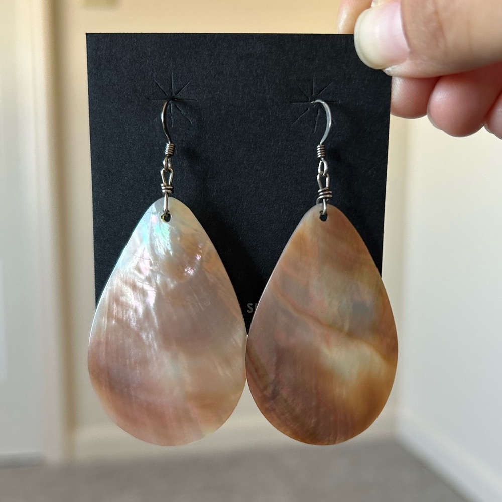 Abalone Shell Teardrop Dangle Earrings - image 2